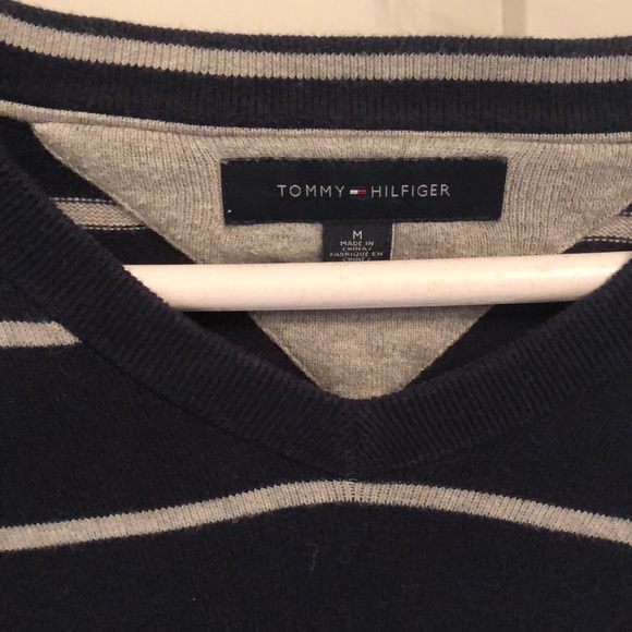 Tommy Hilfiger Stripped V Neck Sweater - Picture 2 of 2